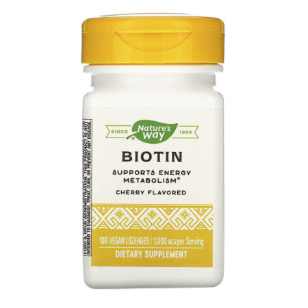 Nature's Way, Biotin, Cherry Flavored, 1,000 mcg, 100 Vegan Lozenges