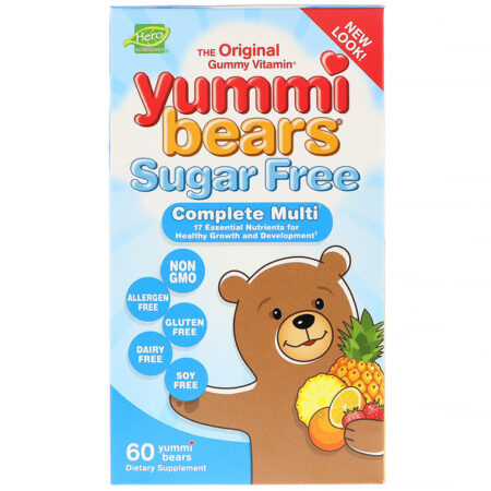 Hero Nutritional Products, Yummi Bears, Complete Multi, Sugar Free, Natural Strawberry, Orange and Pineapple Flavors, 60 Yummi Bears