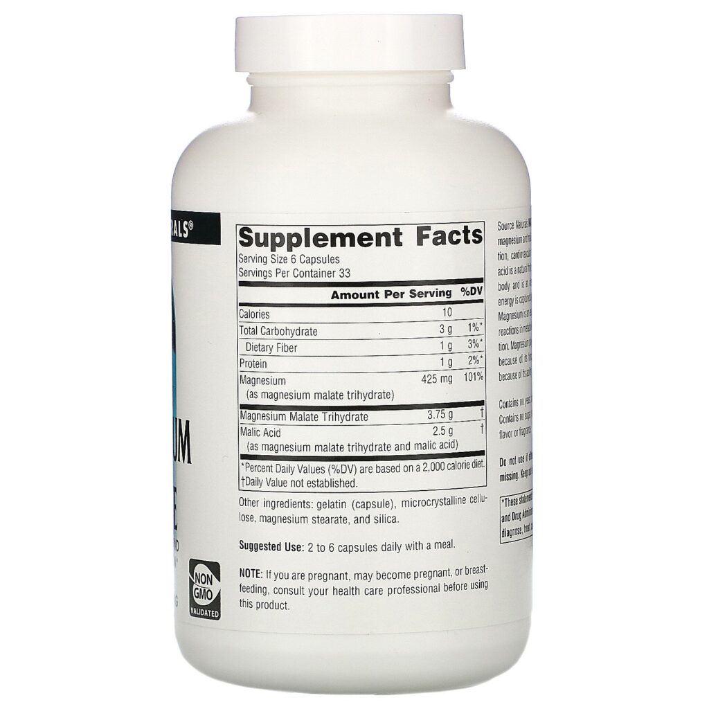 Source Naturals, Malato de Magnésio, 3.750 mg, 200 Cápsulas - Imagem 2