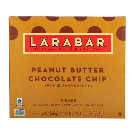 Larabar, The Original Fruit & Nut Food Bar, Peanut Butter Chocolate Chip, 5 Bars, 1.6 oz (45 g) Each