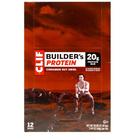 Clif Bar, Builder's Protein Bar, Cinnamon Nut Swirl, 12 Bars, 2.40 oz (68 g) Each - Image 2