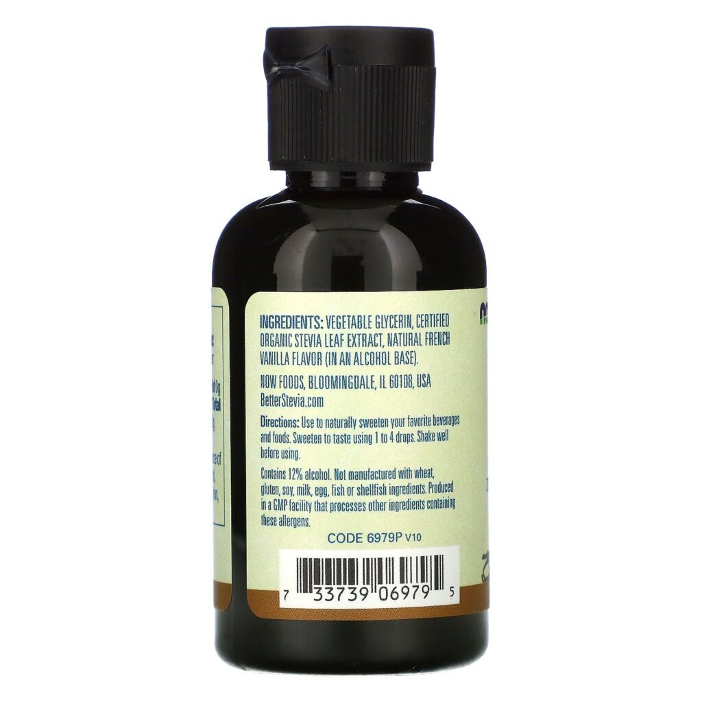 Now Foods, Adoçante Líquido Better Stevia, Baunilha Francesa, 2 fl oz (59 ml) - Imagem 2