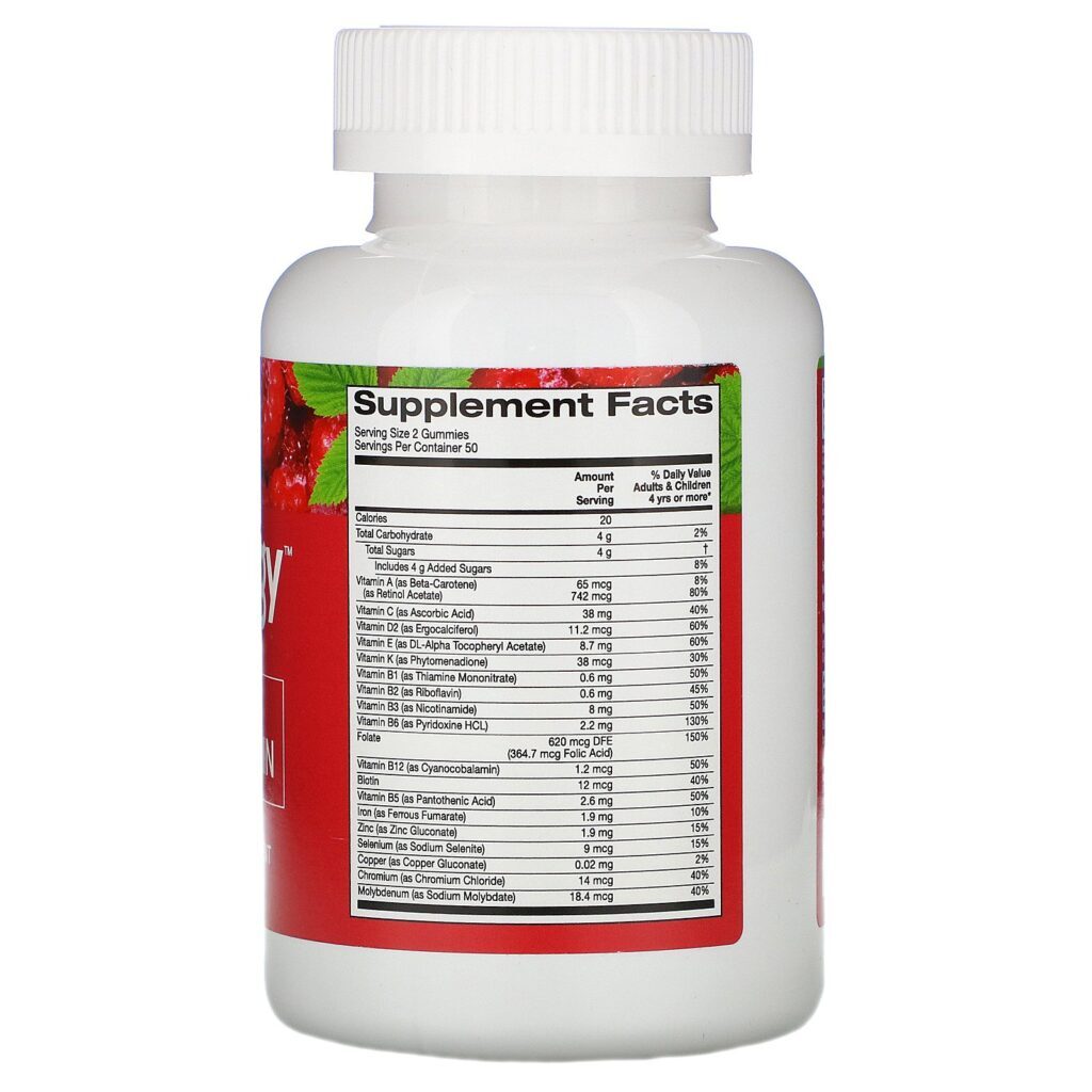 Gummiology, Gomas para Adultos, Megamultivitamínico, Sabor Natural de Framboesa, 100 Gomas Vegetarianas - Imagem 2