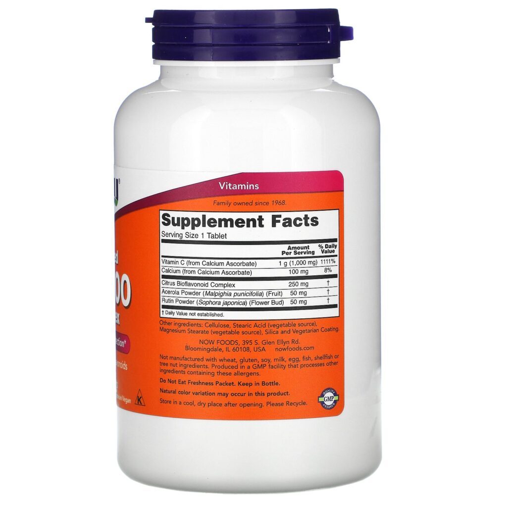 Now Foods, Complexo C-1000 Tamponado, 180 Comprimidos - Imagem 2