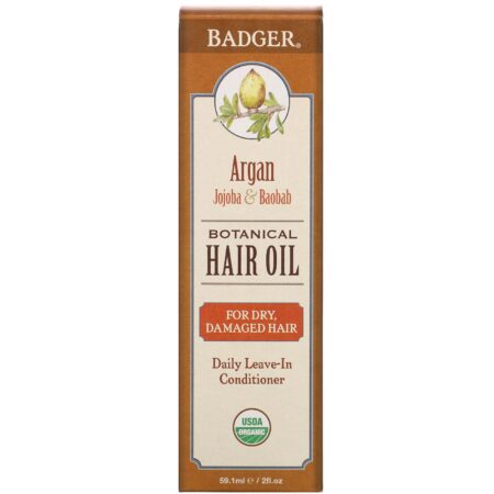 Badger Company, Botanical Hair Oil, Argan, Jojoba & Baobab, 2 fl oz (59.1 ml) - Image 2