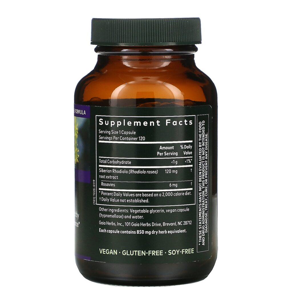 Gaia Herbs, Rhodiola Rosea, 120 Liquid Phyto-Caps Veganas - Imagem 2