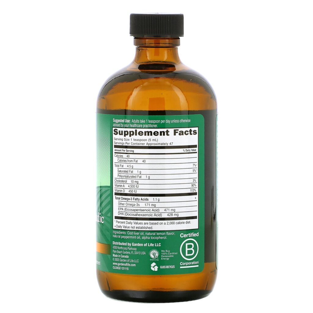 Garden of Life, Óleo de Fígado de Bacalhau Islandês Olde World, Sabor de Hortelã-Limão, 236 ml (8 fl oz) - Imagem 2