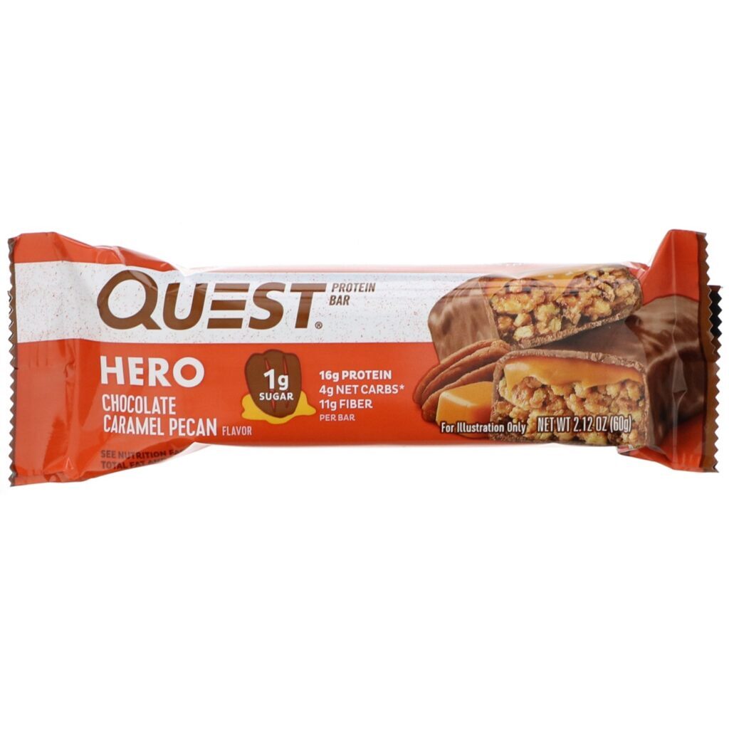 Quest Nutrition, Barra de Proteína Hero, Chocolate, Caramelo e Pecã, 10 Barras, 60 g (2,12 oz) Cada - Imagem 4