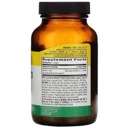 Country Life, Vitamin D3, High Potency, 250 mcg (10,000 IU), 200 Softgels - Image 2