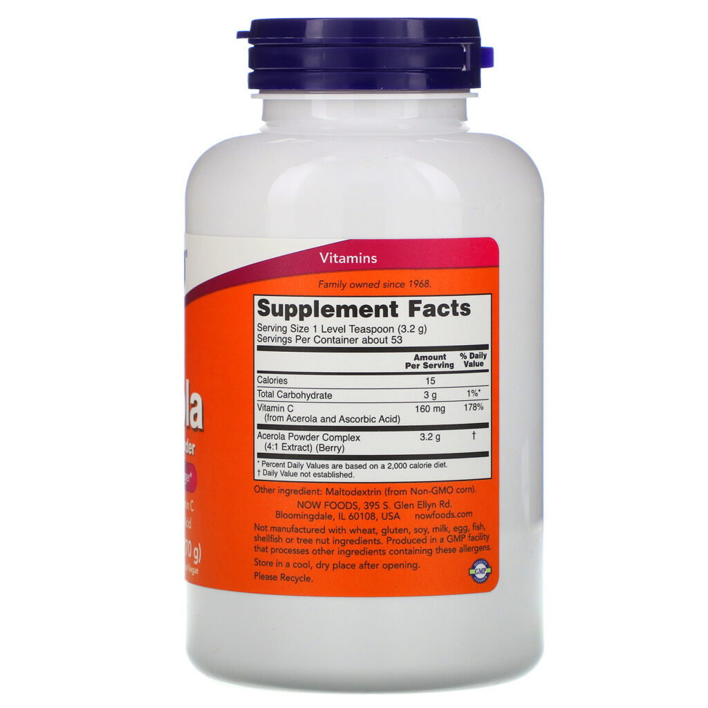 Now Foods, Pó de Extrato de Acerola 4:1, 6 oz (170 g) - Imagem 2