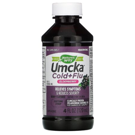 Nature's Way, Umcka, Cold+Flu, Elderberry Soothing Syrup, Berry Flavored, 4 fl oz (120 ml) - Image 4