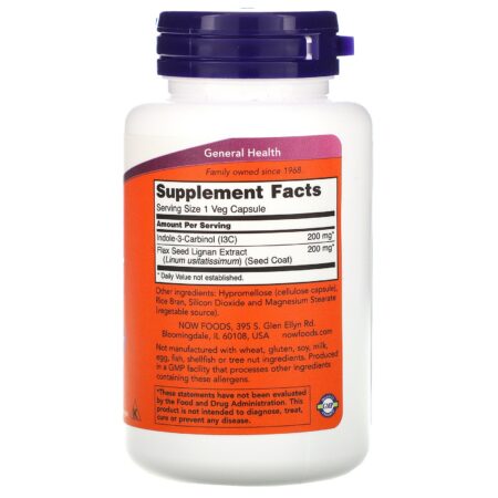 Now Foods, Indole-3-Carbinol, 200 mg, 60 Cápsulas Vegetais - Image 2