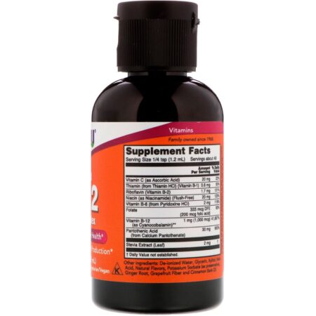 Now Foods, Vitamina B-12 Líquida, Complexo B , 2 fl oz (59 ml) - Image 2