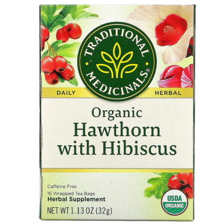 Traditional Medicinals, Espinheiro Orgânico com Hibisco, Sem Cafeína, 16 Saquinhos de Chá Embalados, 32 g (1,13 oz)