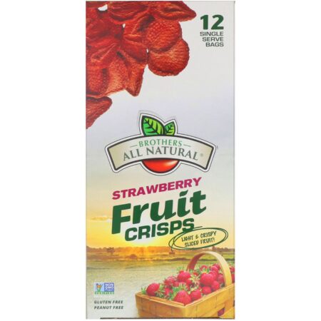 Brothers-All-Natural, Frutas Crocantes - Liofilizadas, Morangos, 12 Sacos Individuais, 90 g - Image 2