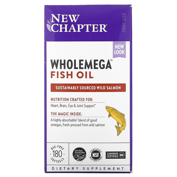 New Chapter, Wholemega Fish Oil, 180 Softgels