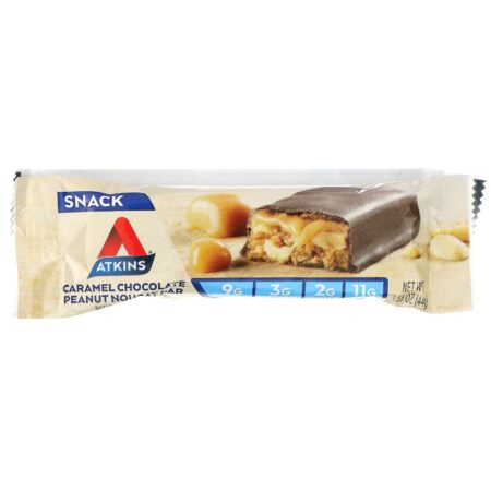 Atkins, Snack, Caramel Chocolate Peanut Nougat Bar, 5 Barrinhas, 44 g (1,6 oz) Cada - Image 3