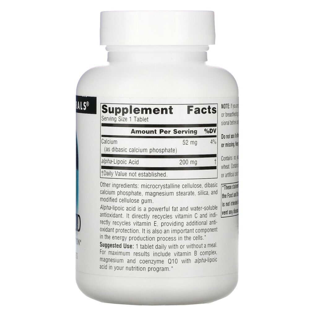 Source Naturals, Ácido Alfa Lipoico, 200 mg, 120 tabletes - Imagem 2