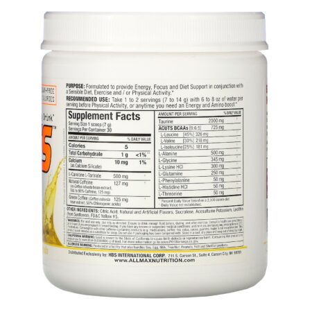 ALLMAX Nutrition, ACUTS, Amino-Charged Energy Drink, Pina Colada, 7.4 oz (210 g) - Image 2