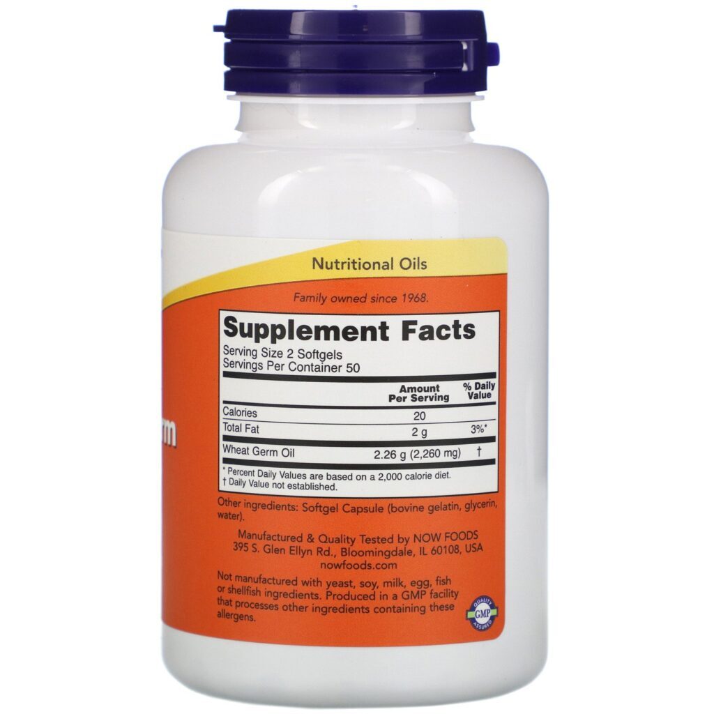 Now Foods, Wheat Germ Oil, 1,130 mg, 100 Softgels - Imagem 2