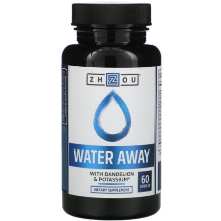 Zhou Nutrition, Water Away com Dente-de-Leão e Potássio, 60 Cápsulas