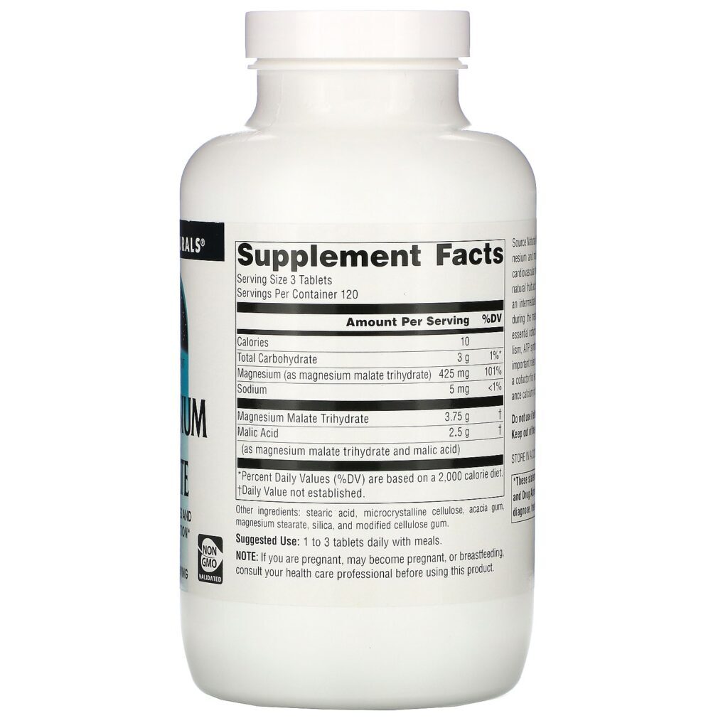 Source Naturals, Malato de Magnésio, 3.750 mg, 360 Comprimidos - Imagem 2