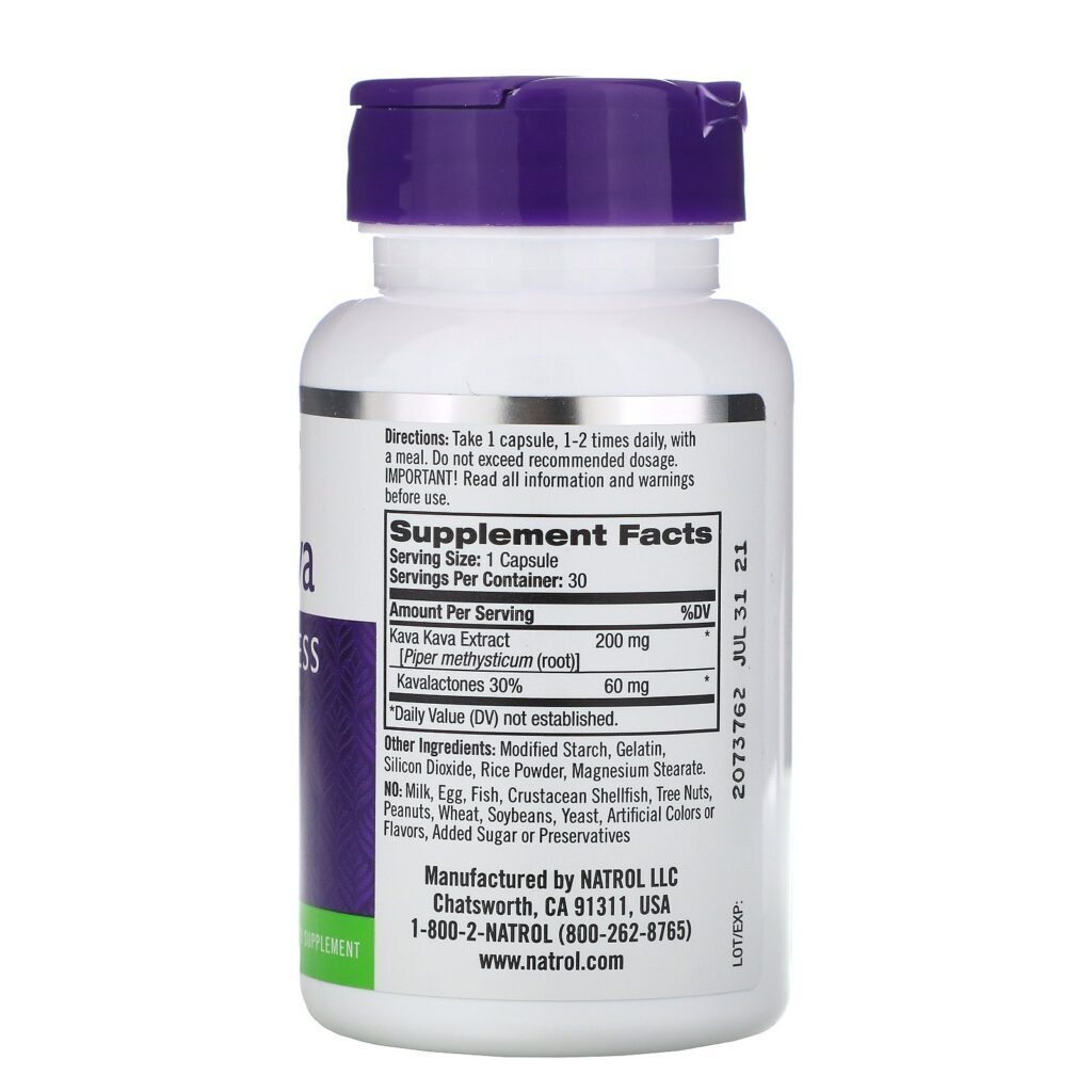 Natrol, Kava Kava, 200 mg, 30 Cápsulas - Imagem 2