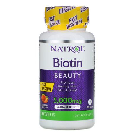 Natrol, Biotina, Morango, 5.000 mcg, 90 Comprimidos