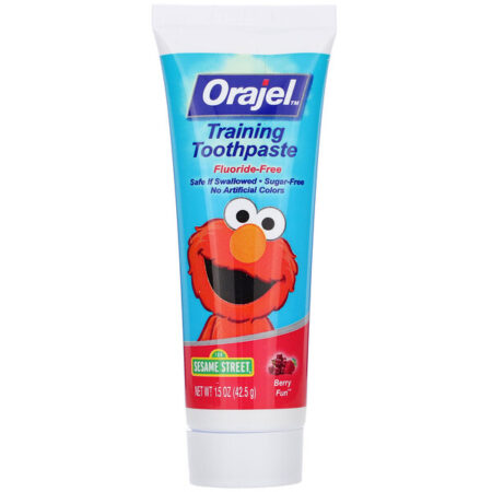 Orajel, Elmo Training Toothpaste, Fluoride-Free, 3 Months to 4 Years, Berry Fun, 1.5 oz (42.5 g)