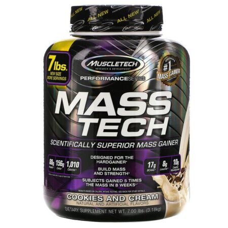 Muscletech, Mass-Tech, Proteína em Pó Para Ganho de Massa Cientificamente Superior, Biscoitos e Creme, 3,18 kg (7,00 lb)