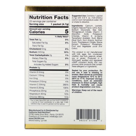 California Gold Nutrition, HydrationUP, Mistura de Bebida com Eletrólitos, Uva, 20 Envelopes, 4,7 g (0,17 oz) Cada - Image 2