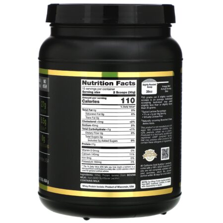 California Gold Nutrition, SPORT, Isolado Proteico de Soro, Sem Sabor, 90% de Proteína, Rápida Absorção, Fácil de Digerir, Fonte Única Grau A Wisconsin, USA Dairy, 1 lb, 454 g (16 fl oz) - Image 2