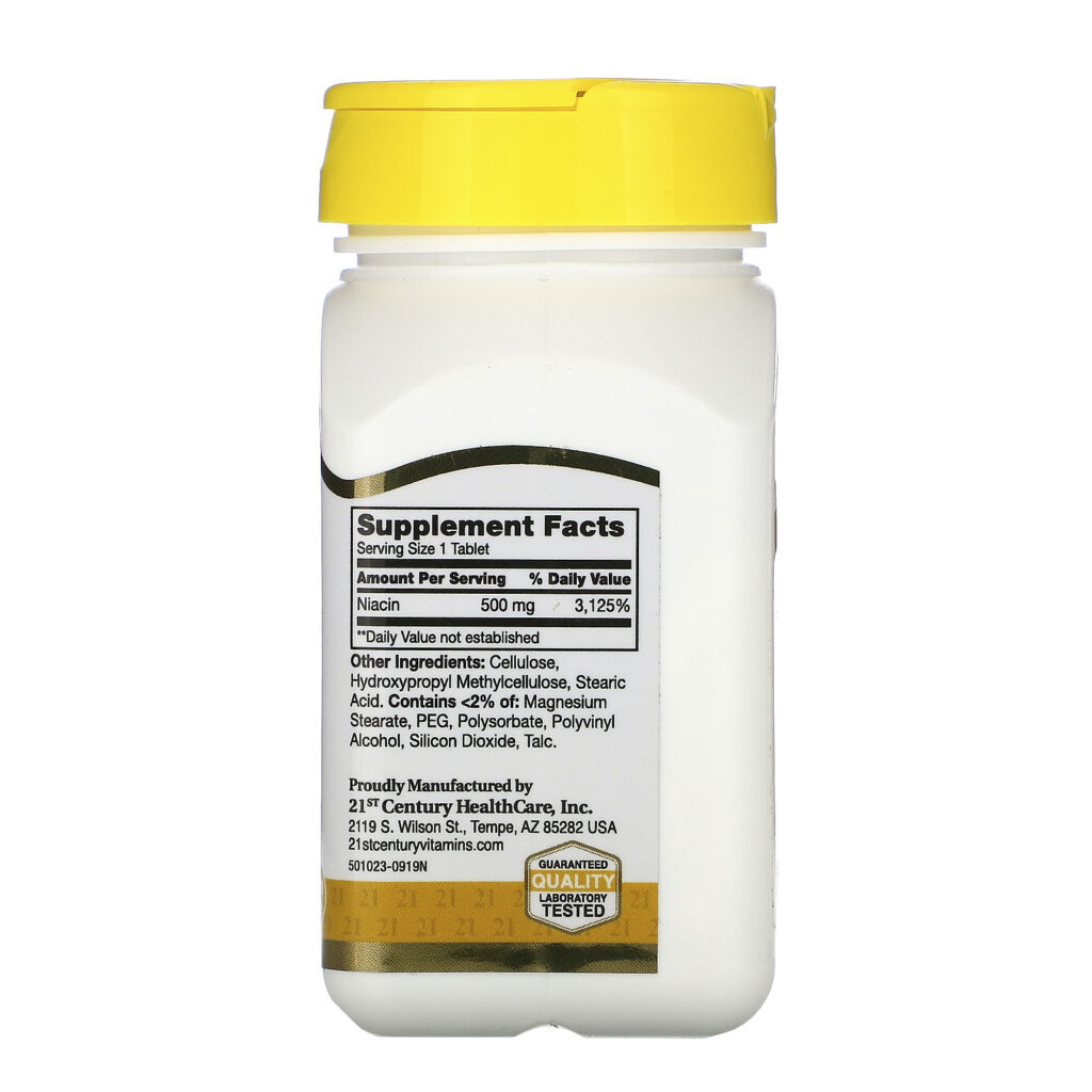 21st Century, Niacina, Liberação Prolongada, 500 mg, 100 Comprimidos - Imagem 2