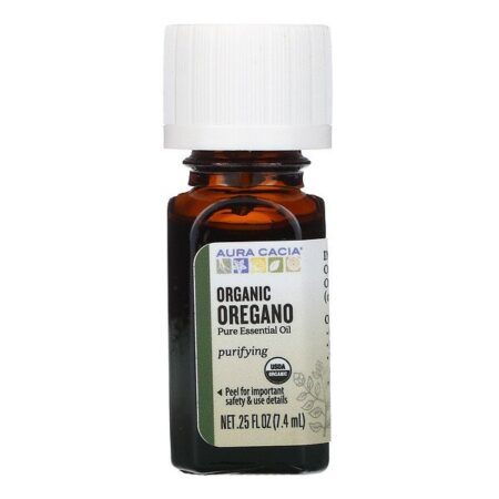 Aura Cacia, Óleo Essencial Puro, Orégano Orgânico, 7,4 ml (0,25 fl oz)