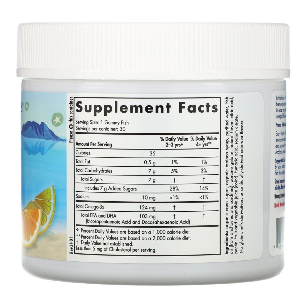 Nordic Naturals, Peixinhos de Goma Nordic Omega-3, Sabor Tangerina, 30 Gomas com Formato de Peixe - Imagem 2