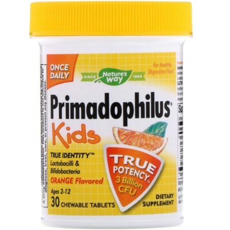 Nature's Way, Primadophilus, Kids, Age 2-12, Orange Flavored, 3 Billion CFU, 30 Chewable Tablets - Image 3