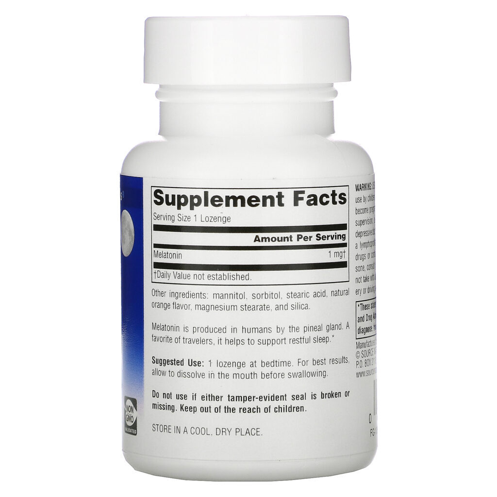 Source Naturals, Melatonina, Sabor de Laranja, 1,0 mg, 100 Pastilhas - Imagem 2