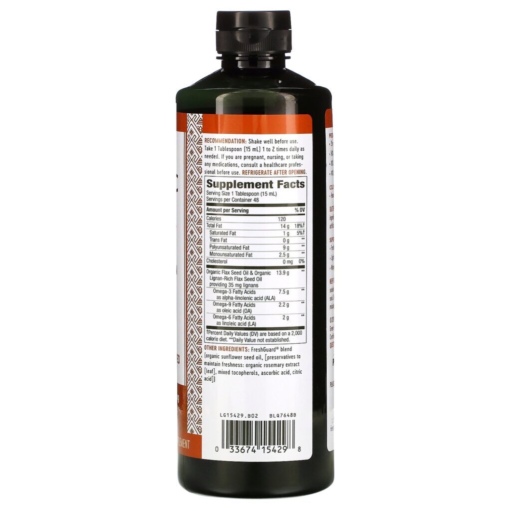 Nature's Way, Organic Flax Oil, Super Lignan, 24 fl oz (720 ml) - Imagem 2