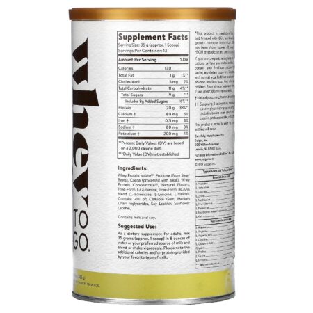 Solgar, Whey To Go, Proteína de Soro de Leite em Pó, Chocolate, 455 g (16 oz) - Image 2