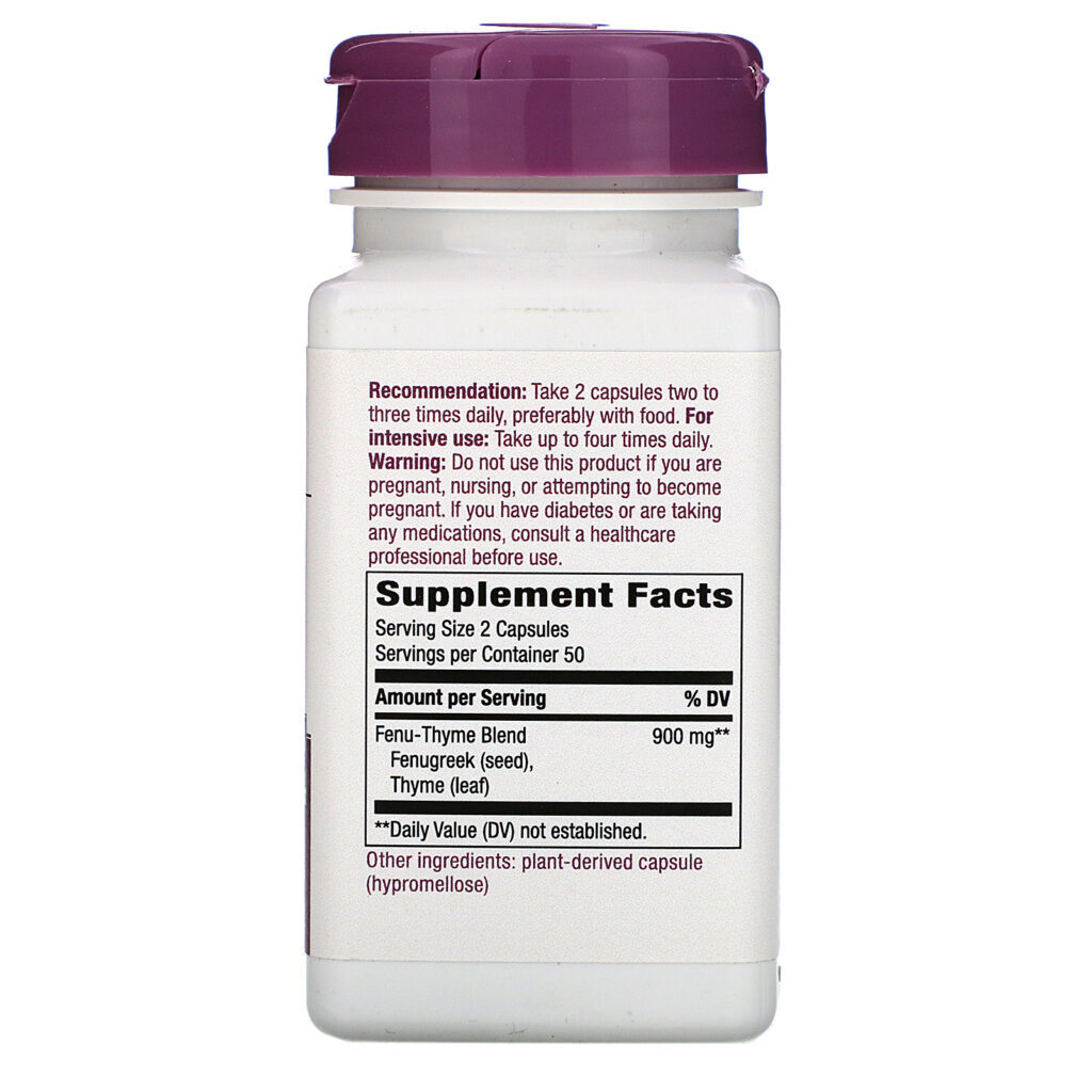 Nature's Way, Fenu-Thyme, 900 mg, 100 Vegan Capsules - Imagem 2