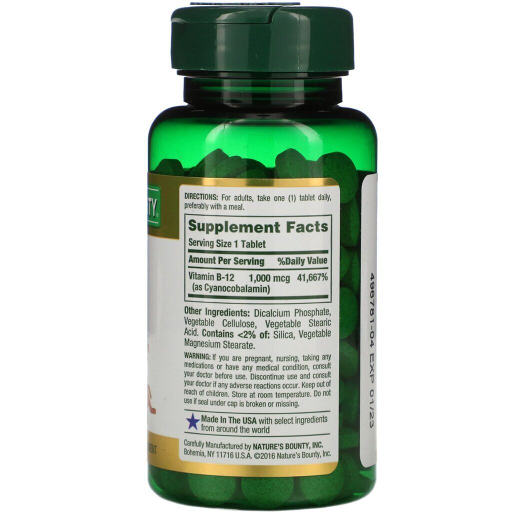 Nature's Bounty, B-12, 1.000 mcg, 200 Comprimidos Revestidos - Imagem 2