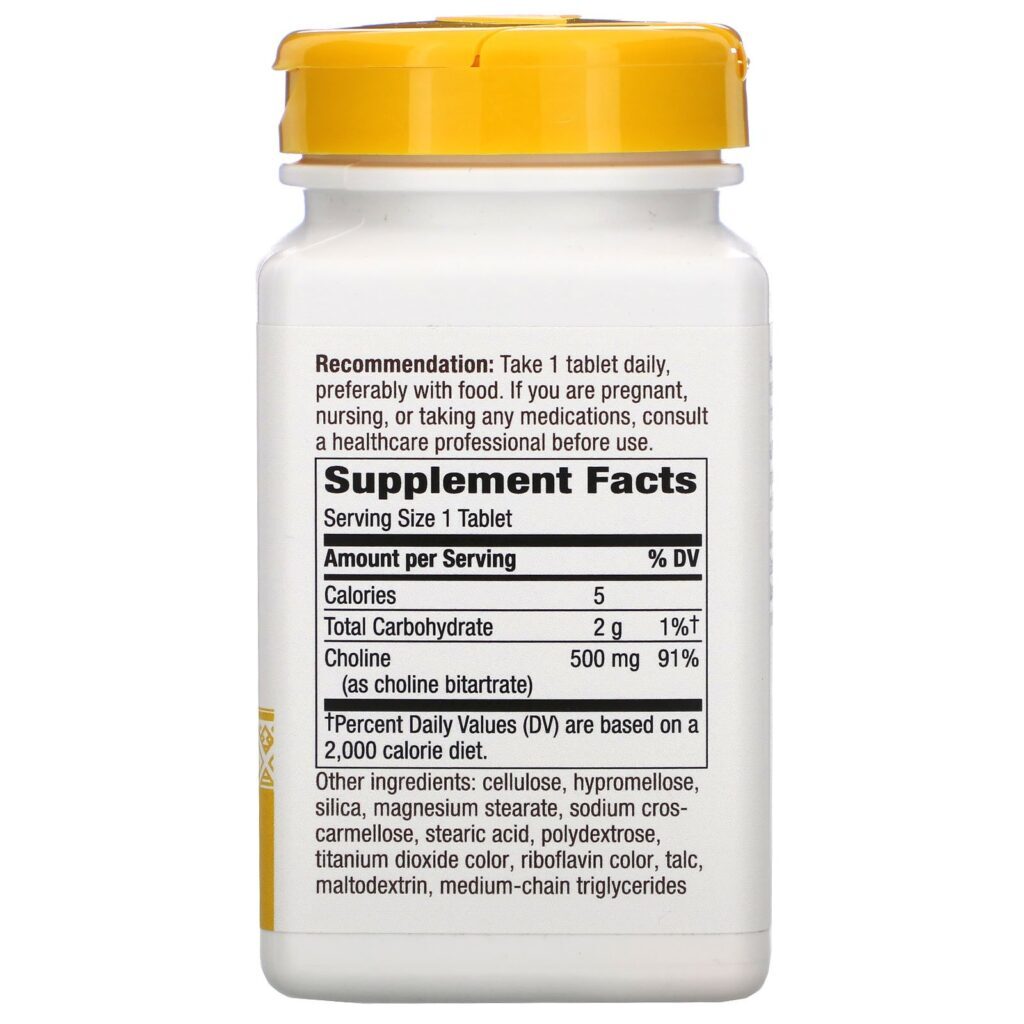 Nature's Way, Colina, 500 mg, 100 Comprimidos Veganos - Imagem 2
