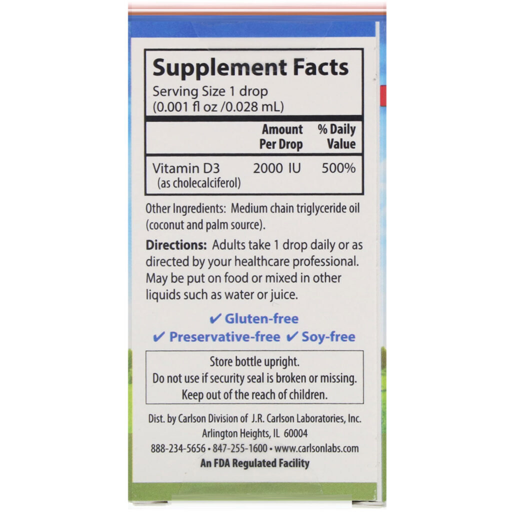 Carlson Labs, Super Daily D3, 2.000 UI, 10,3 ml (0,35 fl oz) - Imagem 2