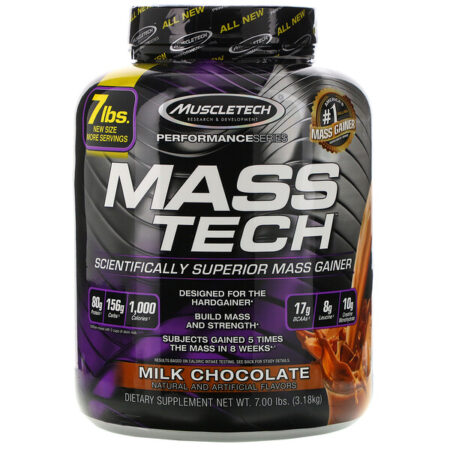 Muscletech, Mass-Tech, Pó de proteína para ganho de massa cientificamente superior, chocolate ao leite, 7,00 lb (3,18 kg)