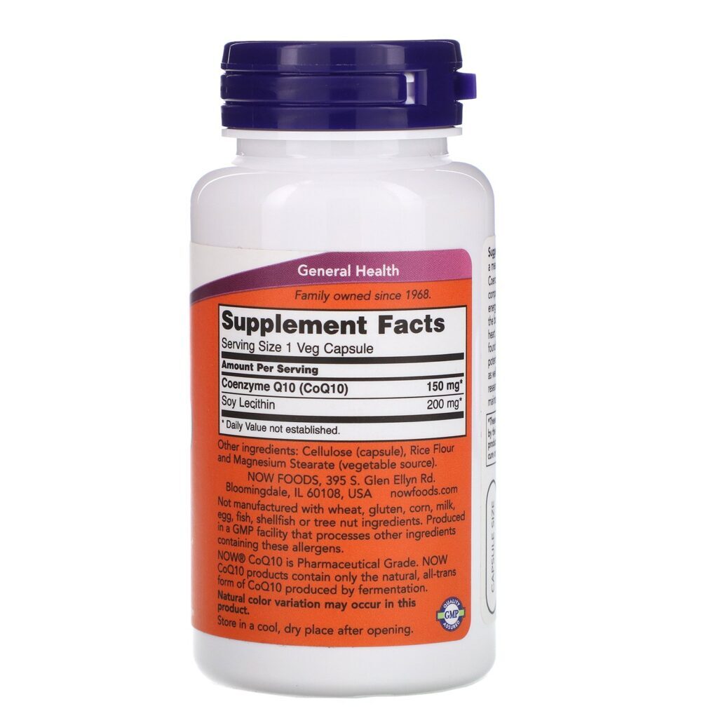Now Foods, CoQ10, With Soy Lecithin, 150 mg, Veg Capsules - Imagem 2