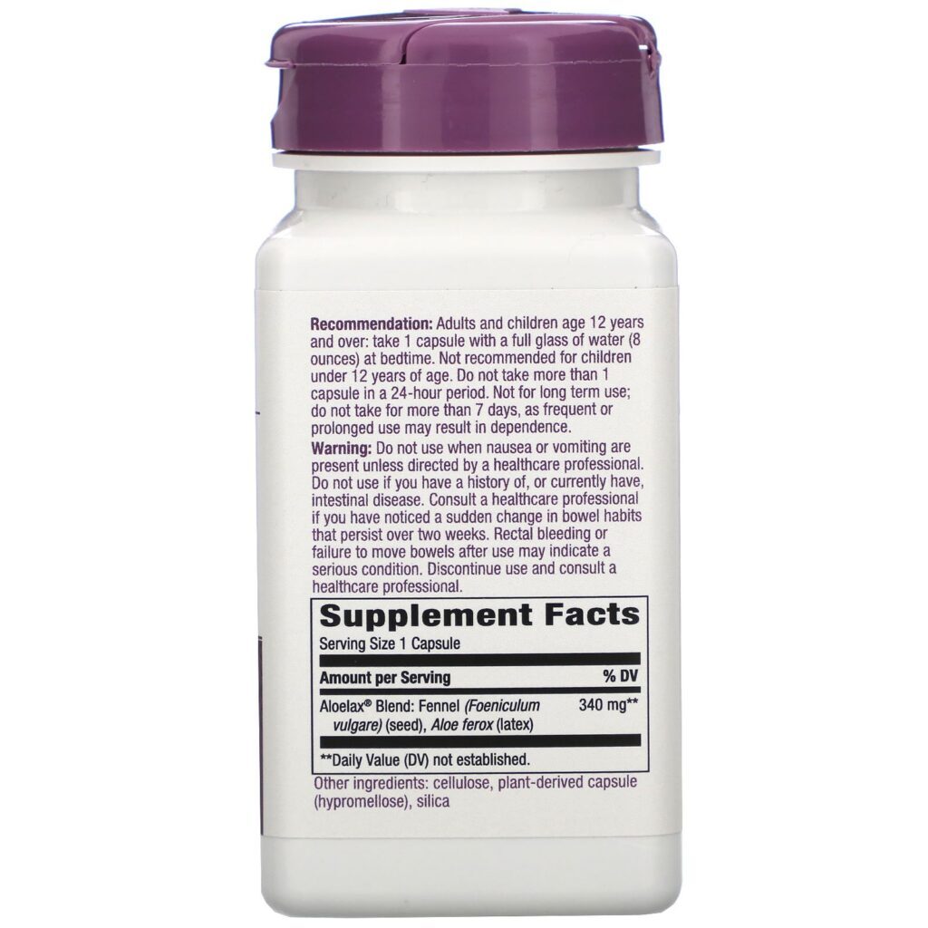 Nature's Way, Aloelax with Fennel Seed, 340 mg, 100 Vegan Capsules - Imagem 2