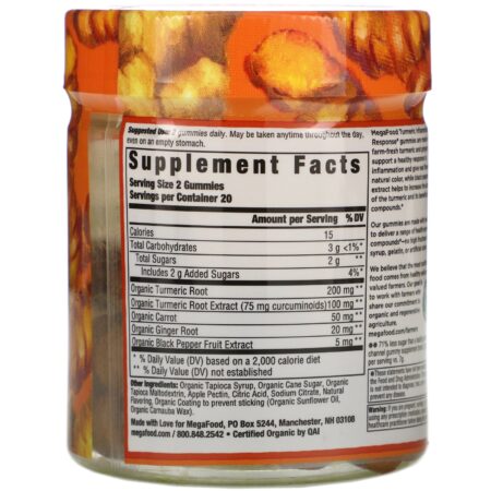 MegaFood, Turmeric, Inflammation Response, 40 Gummies - Image 2