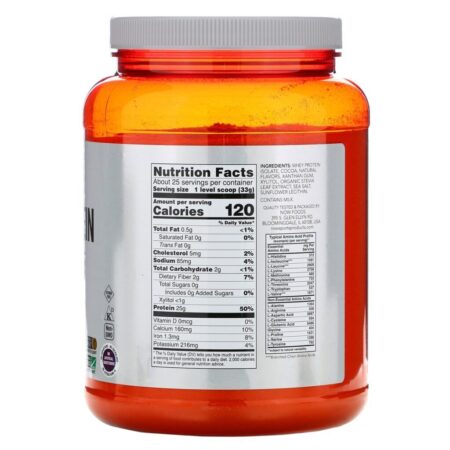 Now Foods, Esportes, Isolado de Proteína de Soro do Leite, Chocolate holandês, 816 g (1,8 lbs) - Imagem 2