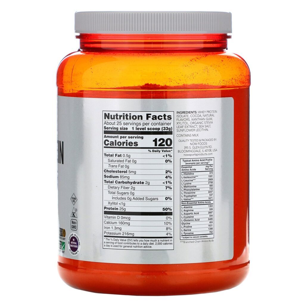 Now Foods, Esportes, Isolado de Proteína de Soro do Leite, Chocolate holandês, 816 g (1,8 lbs) - Imagem 2