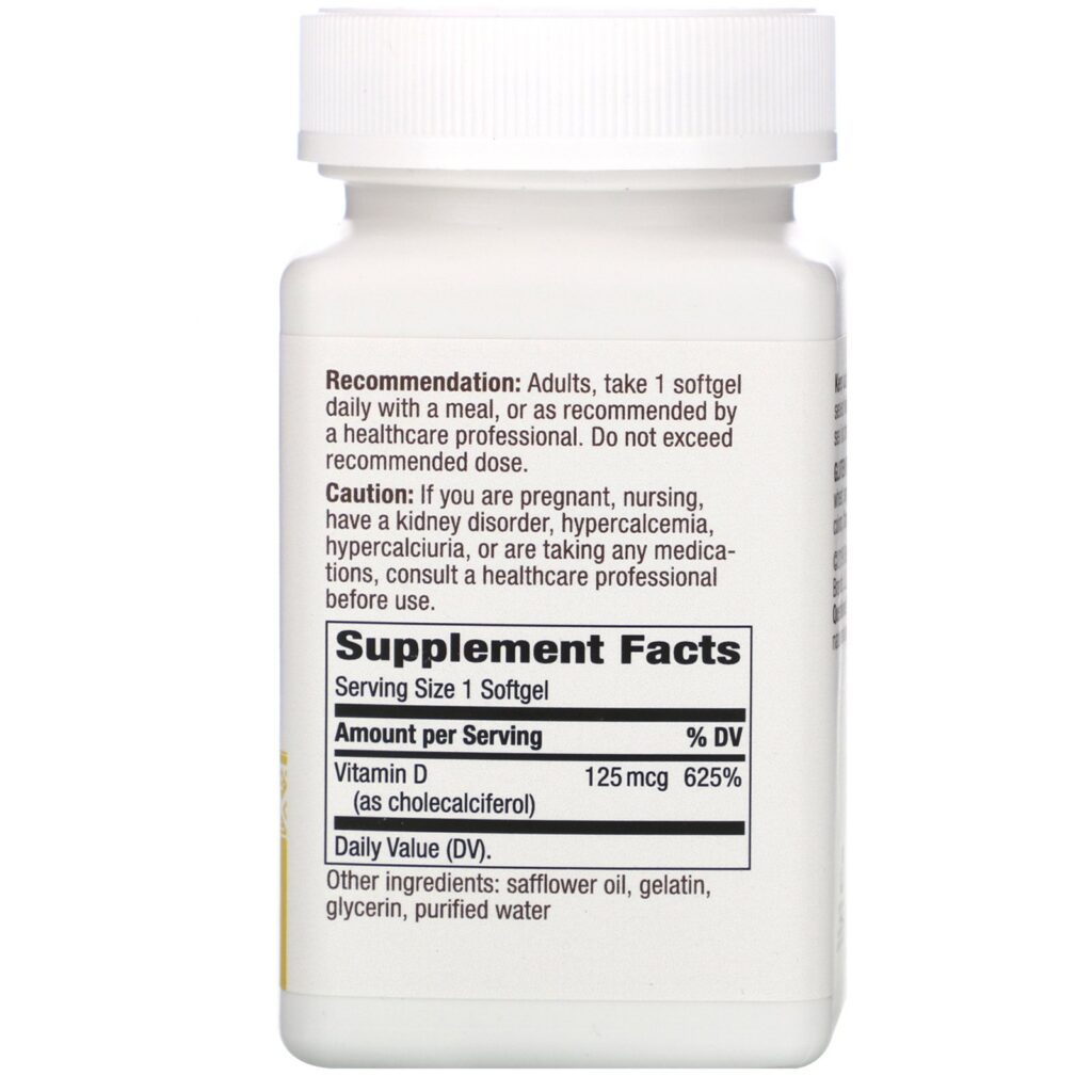 Nature's Way, Vitamin D3, 125 mcg, 240 Softgels - Imagem 2